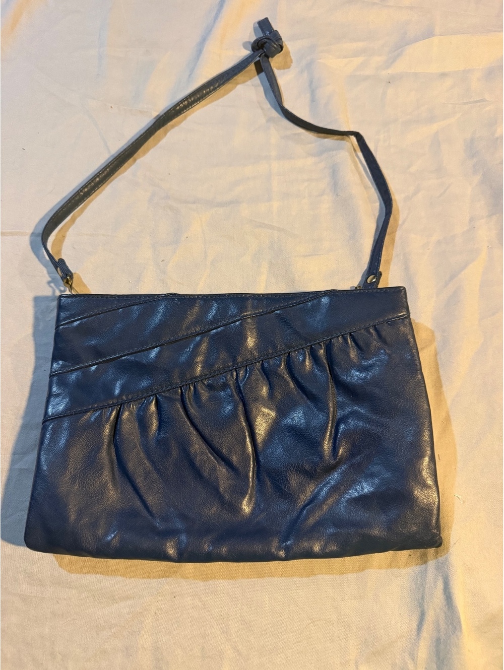 Vintage Fashion Right Navy Blue Leather Shoulder Bag